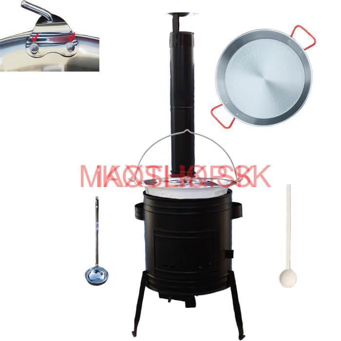 Paella oceľová panvica 38 cm s nerezovým kotlíkom 15 L (0,8 mm) a kotlinou