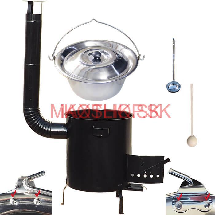 Nerezový kotlík 30 L (1,2 mm) + hrubostenná (1,5 mm) kovová kotlina 45 STRONG