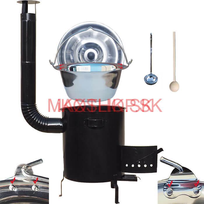 Nerezový kotlík 30 L (1,2 mm) + hrubostenná (1,5 mm) kovová kotlina 45 STRONG