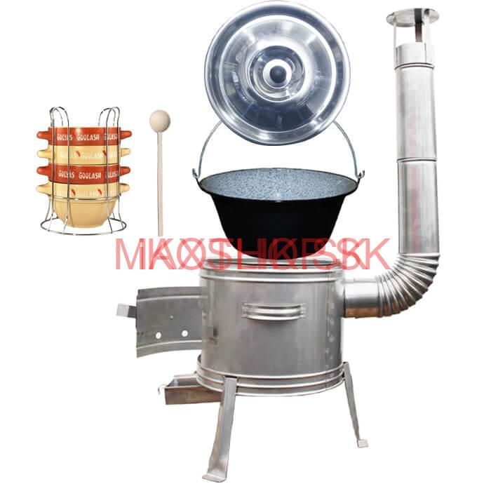 Smaltovaný kotlík 30 L + panvica na grilovanie + teleskopická trojnožka