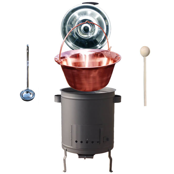 Medený kotlik 14 L (1,2 mm) + hrubostenná (1,5 mm) žiaruvzdorná kotlina 36 PLUS 600