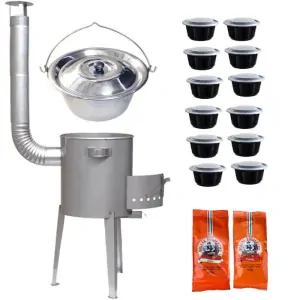 Nerezový kotlík 22 L (0,8 mm) INOX + nerezová kotlina 42 cm LUXUS + misky 12 ks + 2 x korenie na guláš 100 g