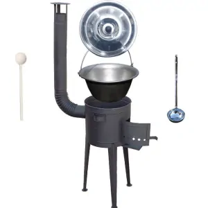 Nerezový kotlík 20 L (1,5 mm) + vysoká žiaruvzdorná kotlina (2,0 mm) HODO 42 cm PLUS 600 + vareška + naberačka