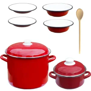 Smaltovaný hrniec s pokrievkou 5,2 l + smaltovaný kastról s pokrievkou 3 L + taniere Classic