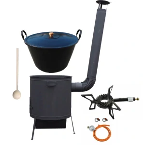 Smaltovaný kotol 60 L na zabíjačku + žiaruvzdorná kotlina 53 PLUS 600 4 MM + horák 7,5 kW + vareška