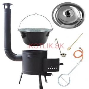 Smaltovaný kotlík (1,2 mm) 30 L + plynový horák k PB + nízka kotlina 45 PLUS 600 + nerezová pokrievka INOX