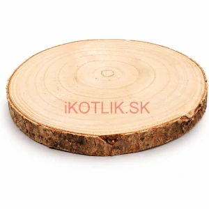 Drevený podnos z prírodného plátku dreva s kôrou Ø 20–24 cm