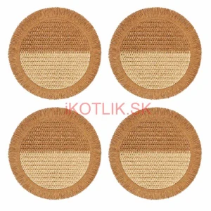 Prírodné podložky pod tanier so strapcami 37 cm, 4 ks