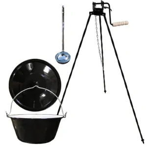 Smaltovaný kotlík 20 L + pokrievka + stojan s kladkou VAR