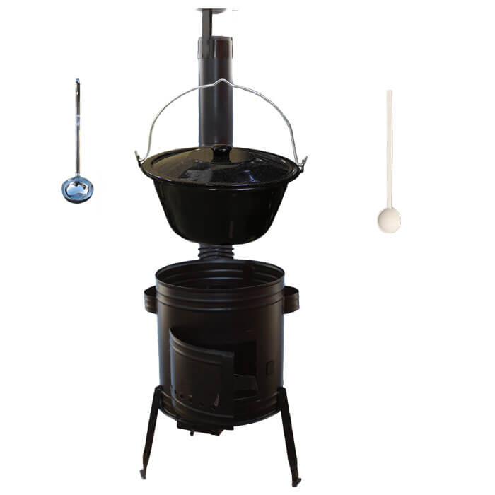 Smaltovaný kotlík 20 L (1,2 mm) + kovová kotlina 42 CLASSIC (KOV) + vareška a naberačka Easy party