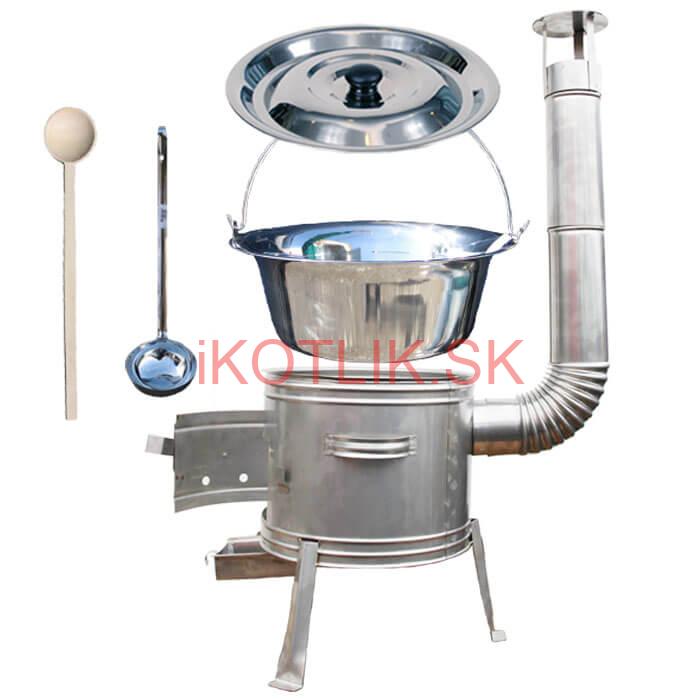 Antikorový kotlík 8 L (0,8 mm) + nerezová kotlina 31 cm + vareška a naberačka TOPLUX