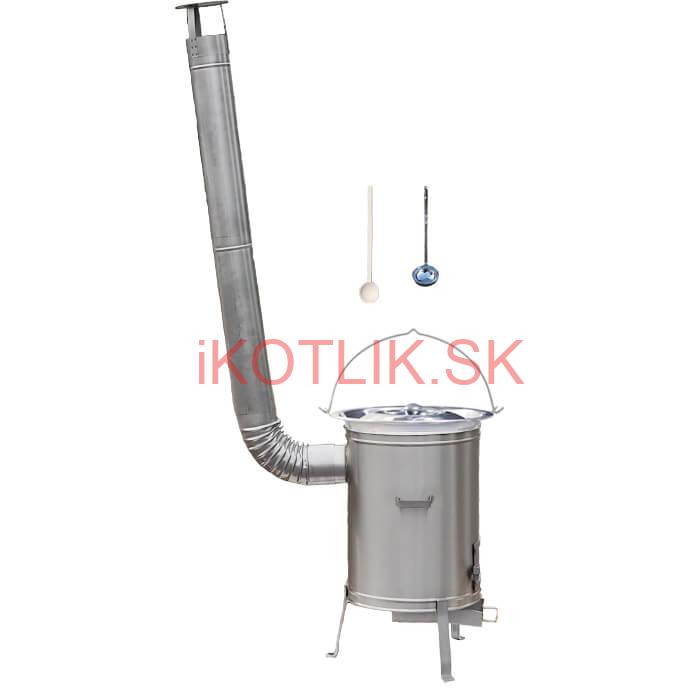 Antikorový kotlík 10 L (0,8 mm) + nerezová kotlina 36 cm + vareška a naberačka LUX