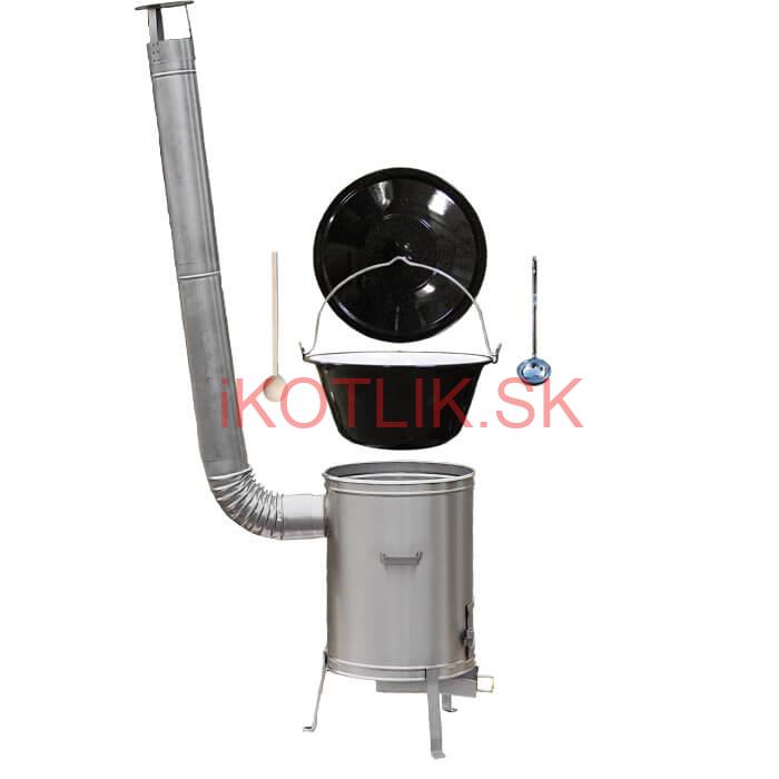 Smaltovaný kotlík 13 L (1,2 mm) + nerezová kotlina 36 cm + vareška a naberačka LUX