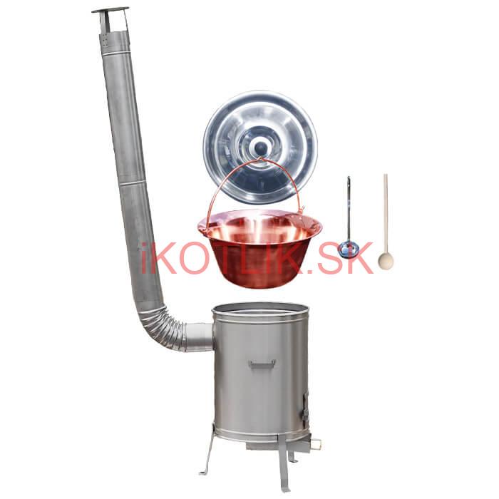 Medený kotlík 20 L (1,2 mm) + nerezová kotlina 42 cm + vareška a naberačka LUX