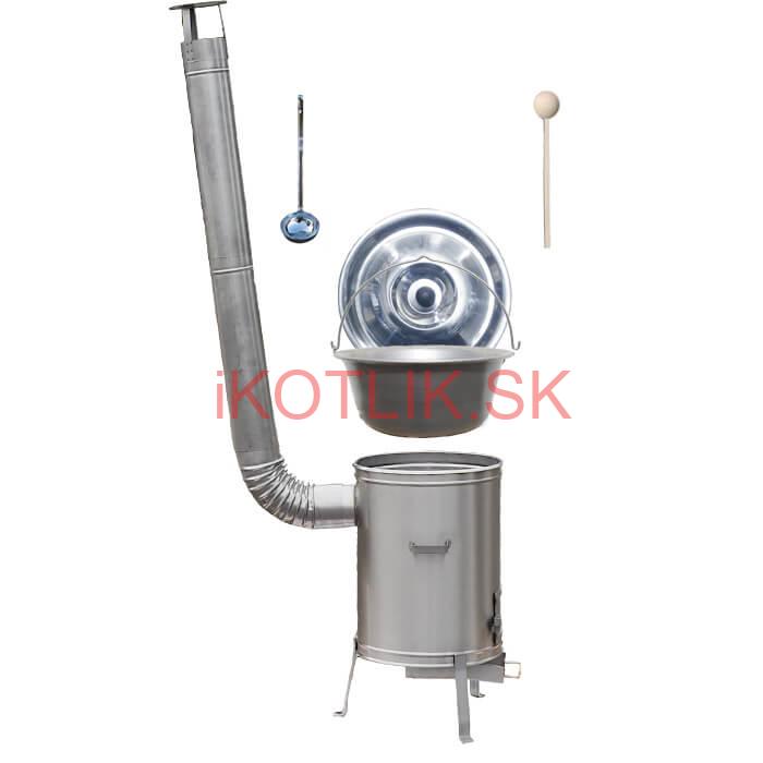 Nerezový kotlík 20 L (1,5 mm) + nerezová kotlina 42 cm + vareška a naberačka LUX