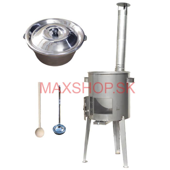 Železný kotlík 14 L (0,75 mm) + nerezová kotlina 36 cm LUXUS