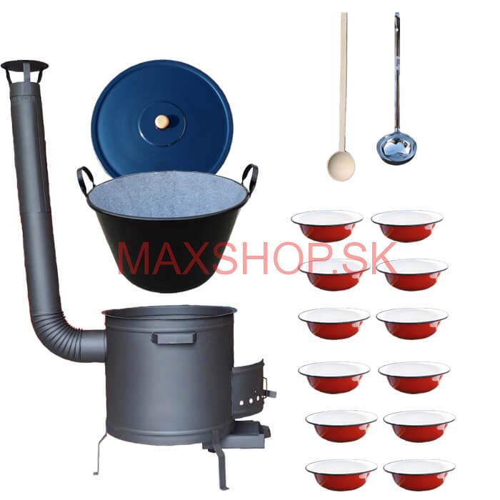 Smaltovaný kotol 80 L + smaltované taniere 12 ks PLUS 600