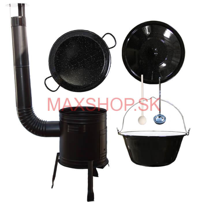 Paella smaltovaná panvica 34 cm so smaltovaným kotlíkom 8 L (1,2 mm) a kotlinou