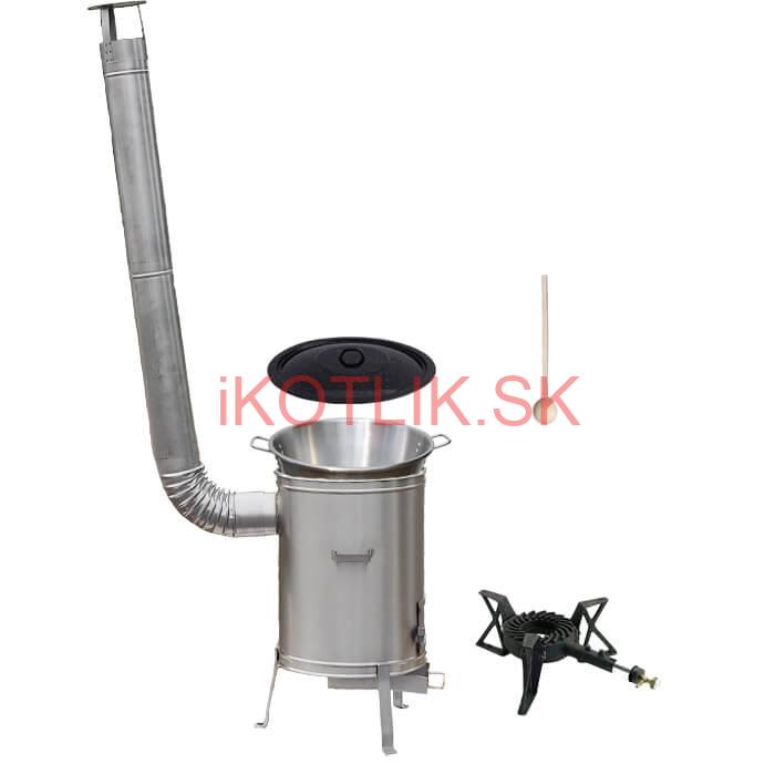 Nerezový kotol 40 L + nerezová kotlina 45 cm + horák LUX