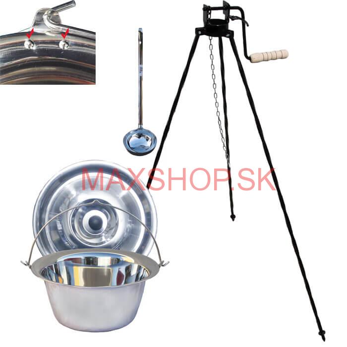 Antikorový kotlík 20 L (0,8 mm) s nitmi + stojan s kladkou VAR