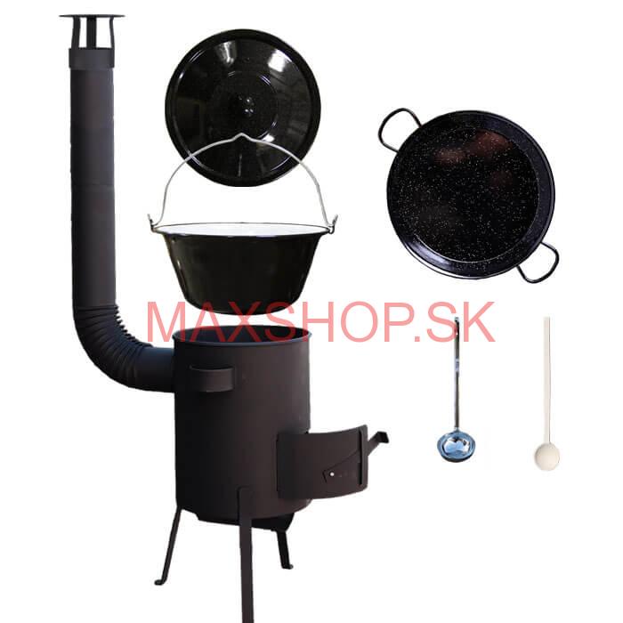 Smaltovaný kotlík 16 L + Paella smaltovaná panvica 42 cm + žiaruvzdorná kotlina 39 PLUS 600 4 MM
