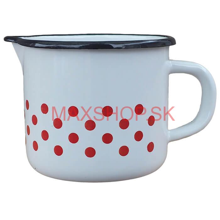 Smaltovaný hrnček s výlevkou 1 L - bodkovaný