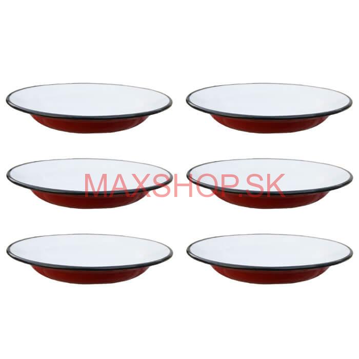 Súprava smaltovaných plytkých tanierov 22 cm 6 ks