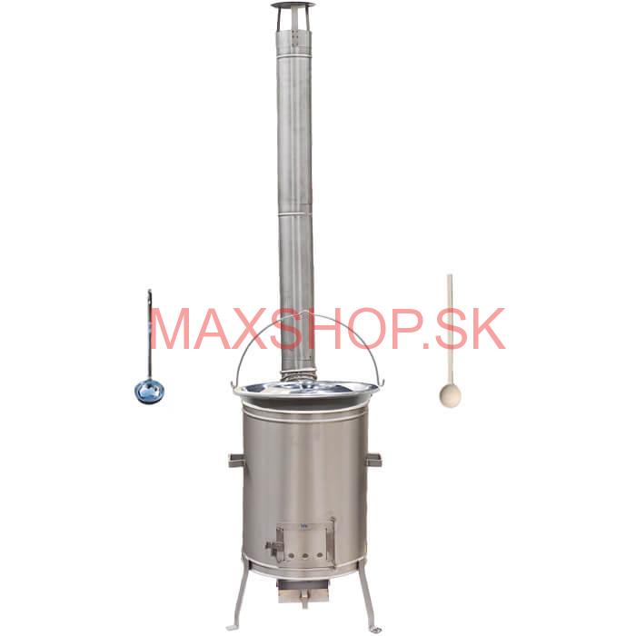 Nerezový kotlík 30 L (1,5 mm) + nerezová kotlina 45 cm LUX + vareška a naberačka