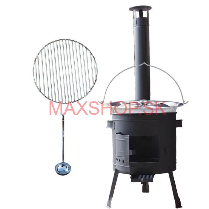 Nerezový kotlík 20 L (1,2 mm) INOX + Nerezový rošt 45 cm + nízka žiaruvzdorná kotlina 42 cm PLUS 600