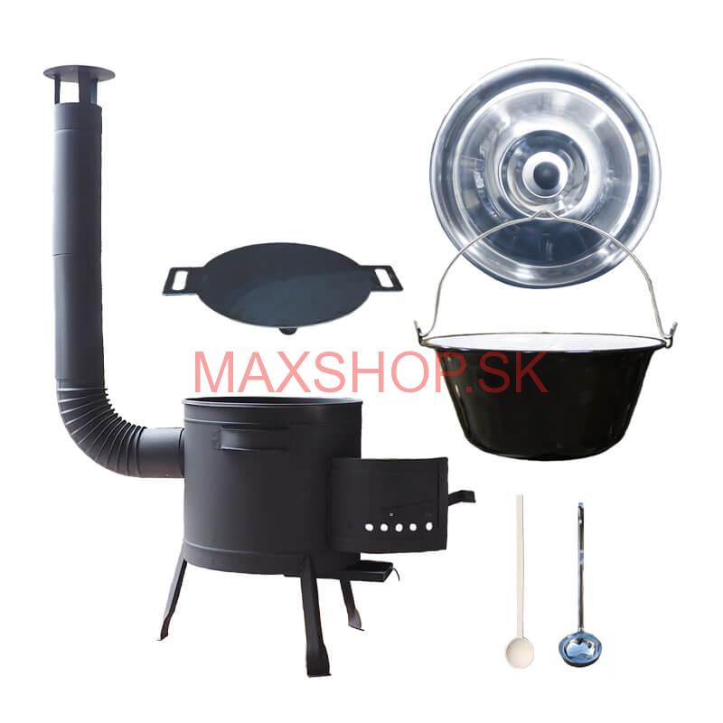 Smaltovaný kotlík 13 L + železná panvica 38 cm UNI + kotlina 36 cm PLUS 600