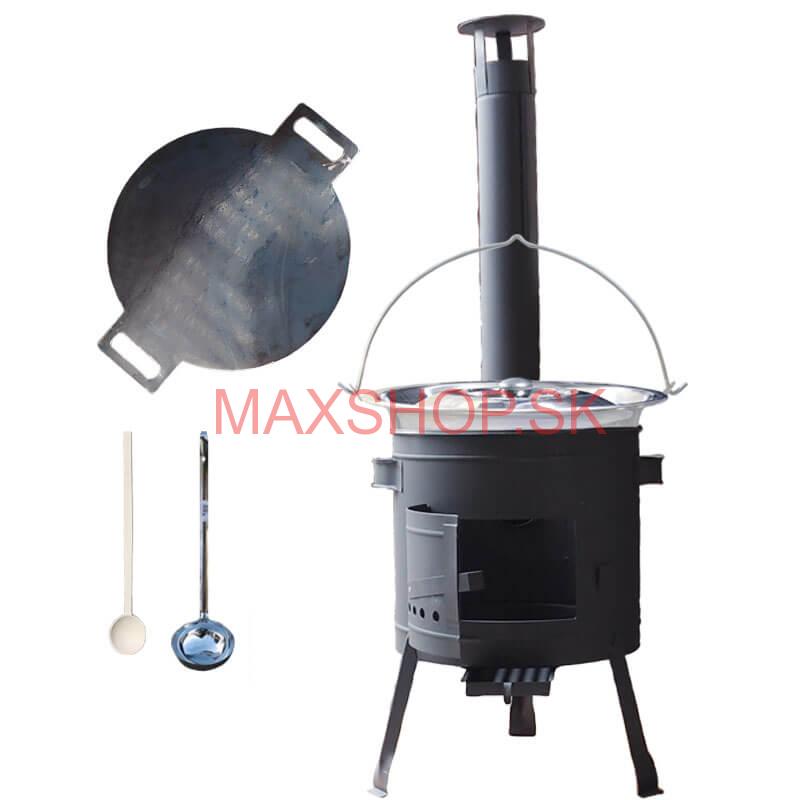 Nerezový kotlík 20 L (1,2 mm) INOX + železná panvica 44 cm UNI + kotlina 42 cm PLUS 600