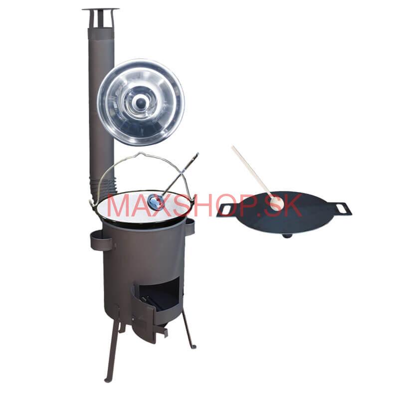 Smaltovaný kotlík 20 L + železná panvica 44 cm UNI + žiaruvzdorná kotlina 42 PLUS 600 4 MM