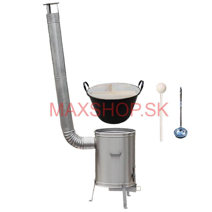 Zabíjačkový smaltovaný kotol 100 L + nerezová kotlina 60 cm + vareška a naberačka