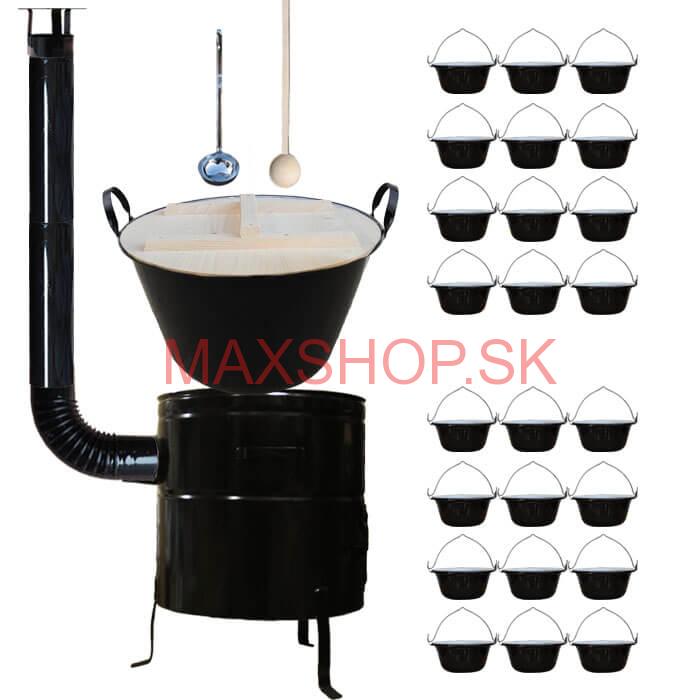 Smaltovaný kotol 100 L + servírovacie kotlíky (24 ks) + vareška a naberačka BIG PARTY