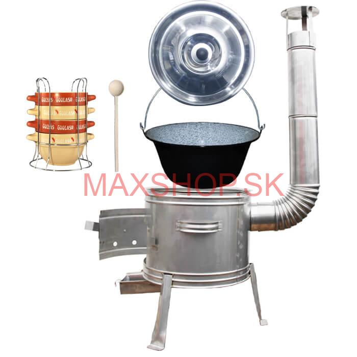 Smaltovaný kotlík 22 L (1,2 mm) + misky na guláš 4 ks + nerezová kotlina 42 cm TOPLUX