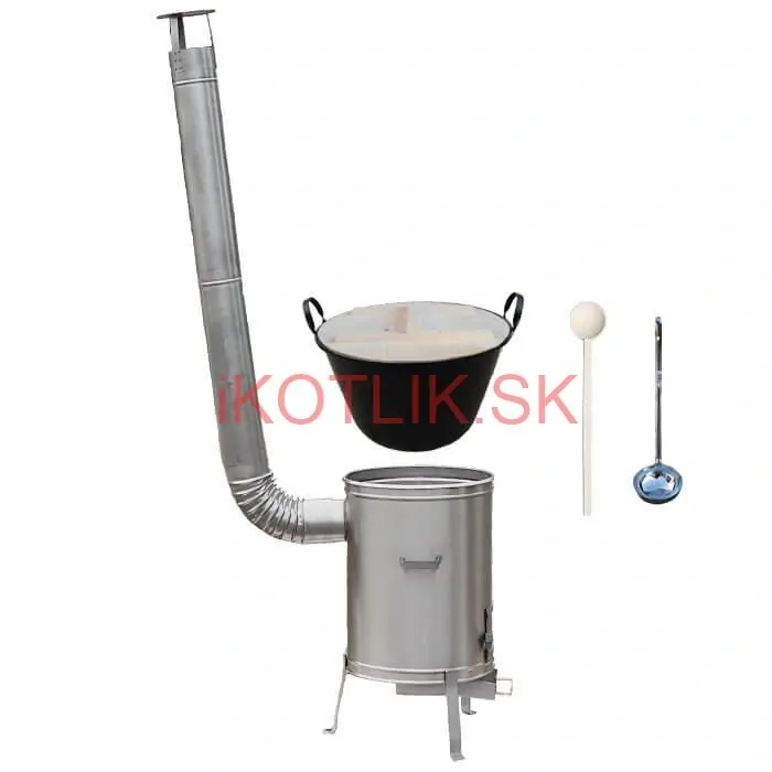 Zabíjačkový smaltovaný kotol 100 L + nerezová kotlina (1,5 mm) 60 cm LUX + vareška a naberačka