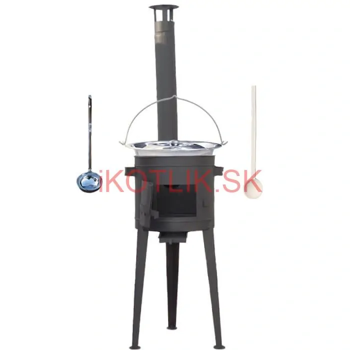 Nerezový kotlík 22 L (0,8 mm) + vysoká žiaruvzdorná kotlina (1,5 mm) HODO 42 cm PLUS 600 + vareška + naberačka