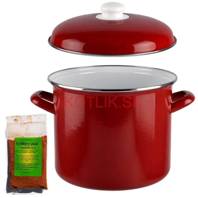 Smaltovaný hrniec s pokrievkou 8,6 L červený + pikantná zmes korenia 50 g Kotlíkový guláš