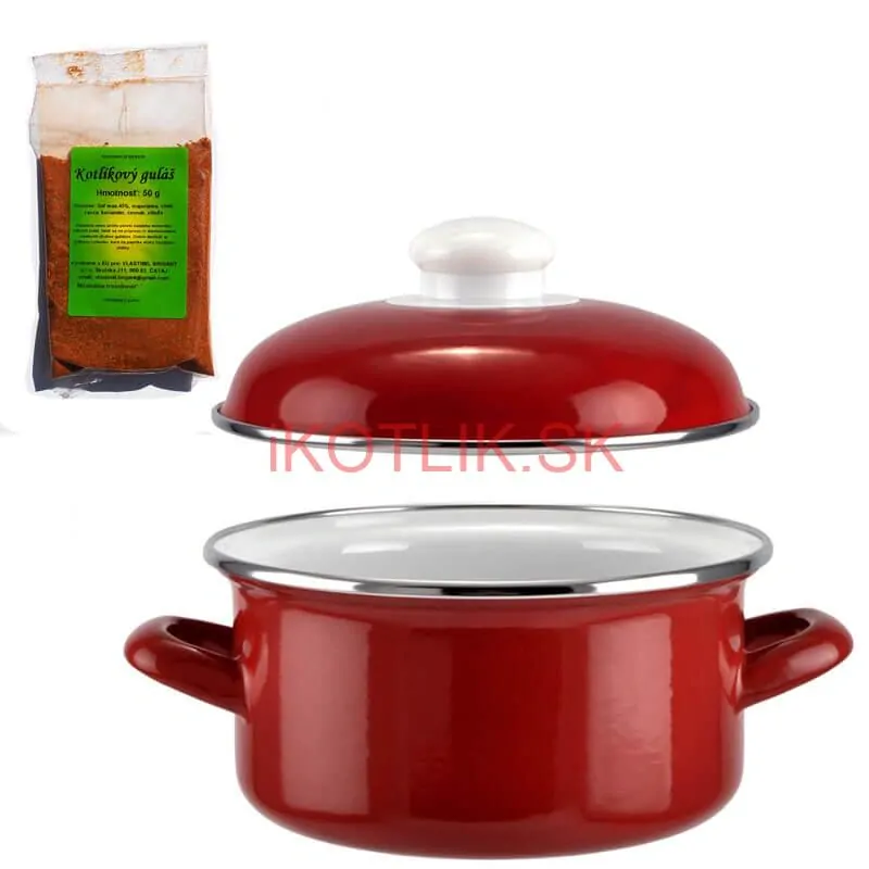 Smaltovaný kastról s pokrievkou 4 L červený + pikantná zmes korenia 50 g Kotlíkový guláš