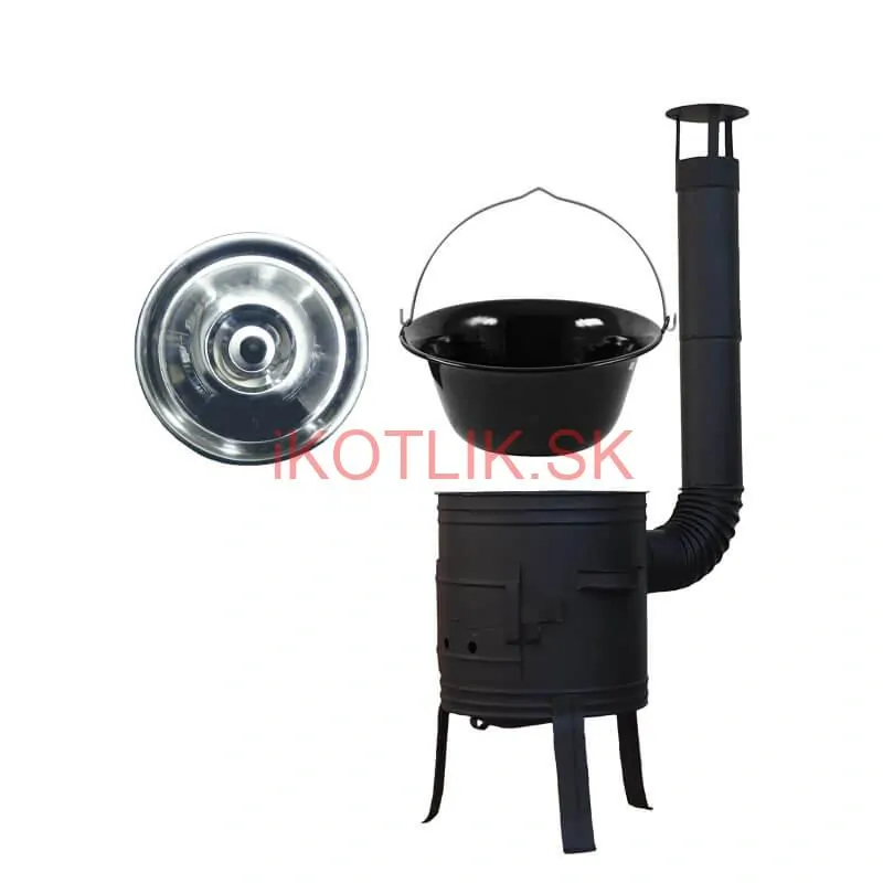 Smaltovaný kotlík 11 L BLACK + nerezová poklice INOX + žáruvzdorná kotlina 33 cm Plus 700