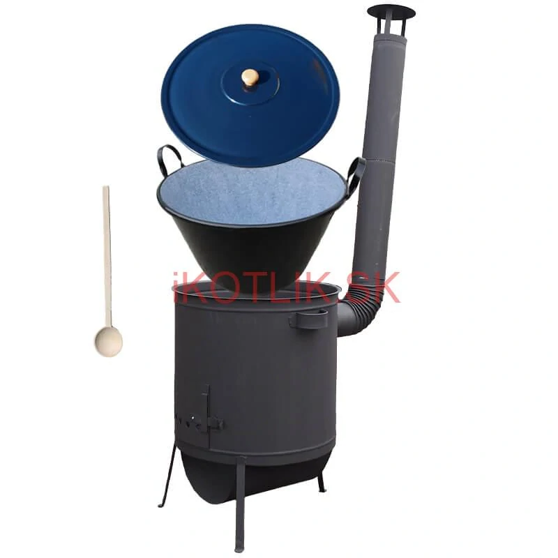 Smaltovaný kotol 60 L na zabíjačku + žiaruvzdorná kotlina 53 PLUS 600 4 MM + vareška