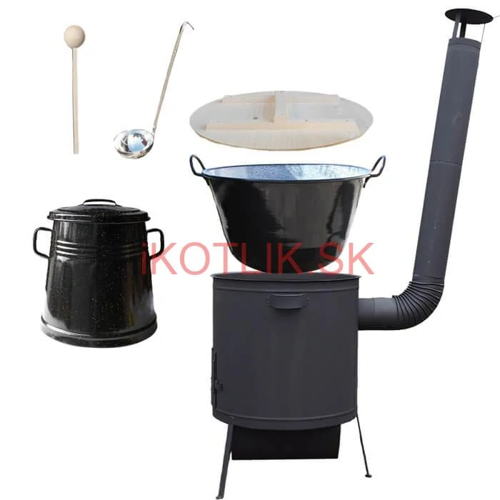 Smaltovaný kotol 100 L + žiaruvzdorná kotlina 42 PLUS 600 4 MM + Nádoba na masť 10 L