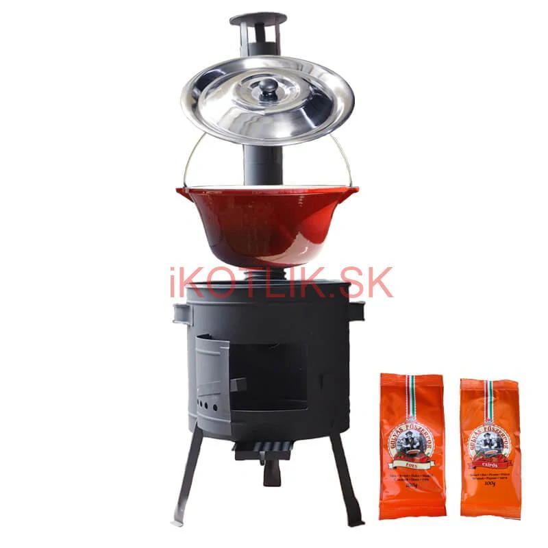 Liatinový kotlík so smaltovanou úpravou 22 L + nízka kotlina 42 PLUS 600 + paprikové korenie na guláš - MIX 100 g