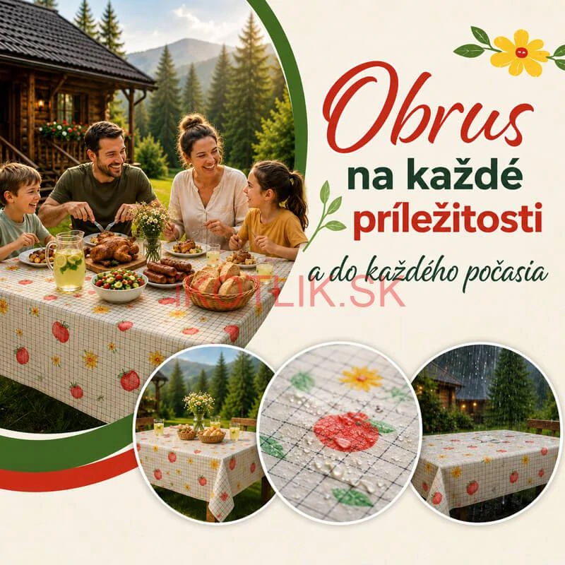 Umývateľný obrus Jablká a kvety 137 × 183 cm