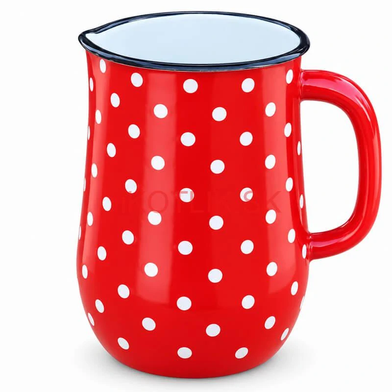 Bodkovaný smaltovaný džbán 2,5 l – červený