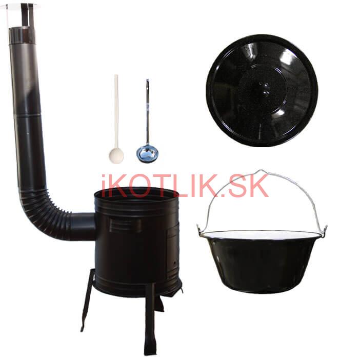 Smaltovaný kotlík 13 L (1,2 mm) + kovová kotlina 36 CLASSIC (KOV) + vareška a naberačka Easy party