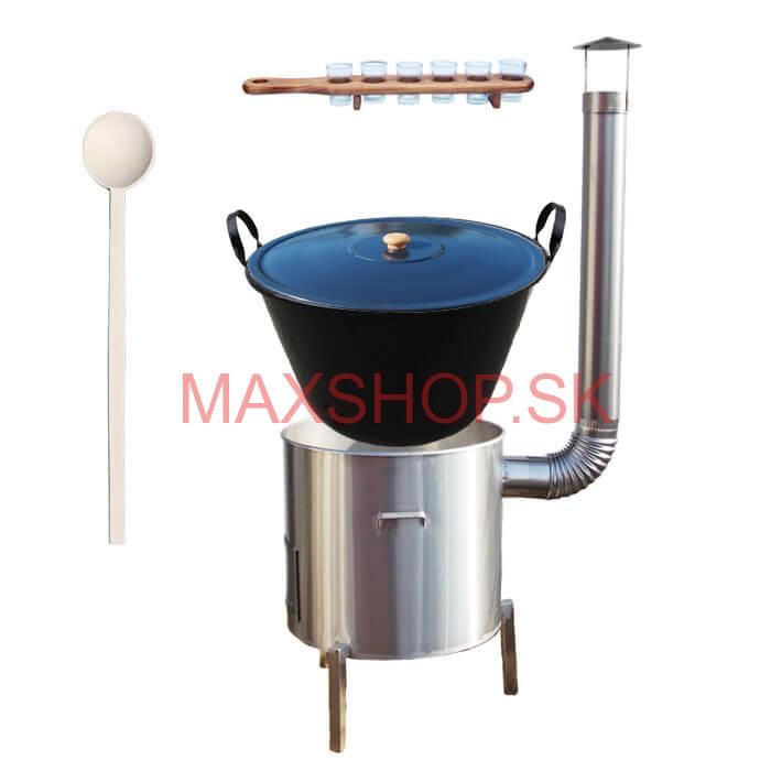 Zabíjačková súprava + smaltovaný kotol 50 L + štamperlíky