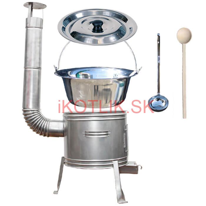 Antikorový kotlík 20 L (1,2 mm) + nerezová kotlina 42 cm + vareška a naberačka TOPLUX