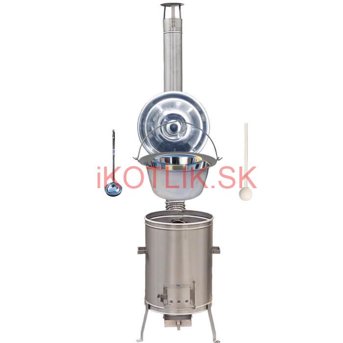 Antikorový kotlík 10 L (0,8 mm) + nerezová kotlina 36 cm + vareška a naberačka LUX