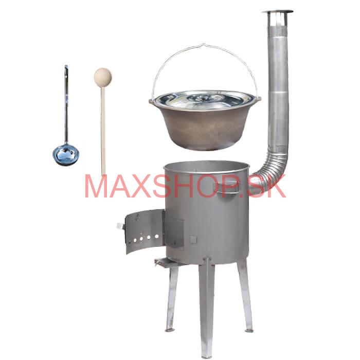 Železný kotlík 14 L (0,75 mm) + nerezová kotlina 36 cm LUXUS